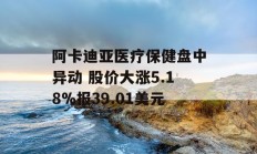 阿卡迪亚医疗保健盘中异动 股价大涨5.18%报39.01美元